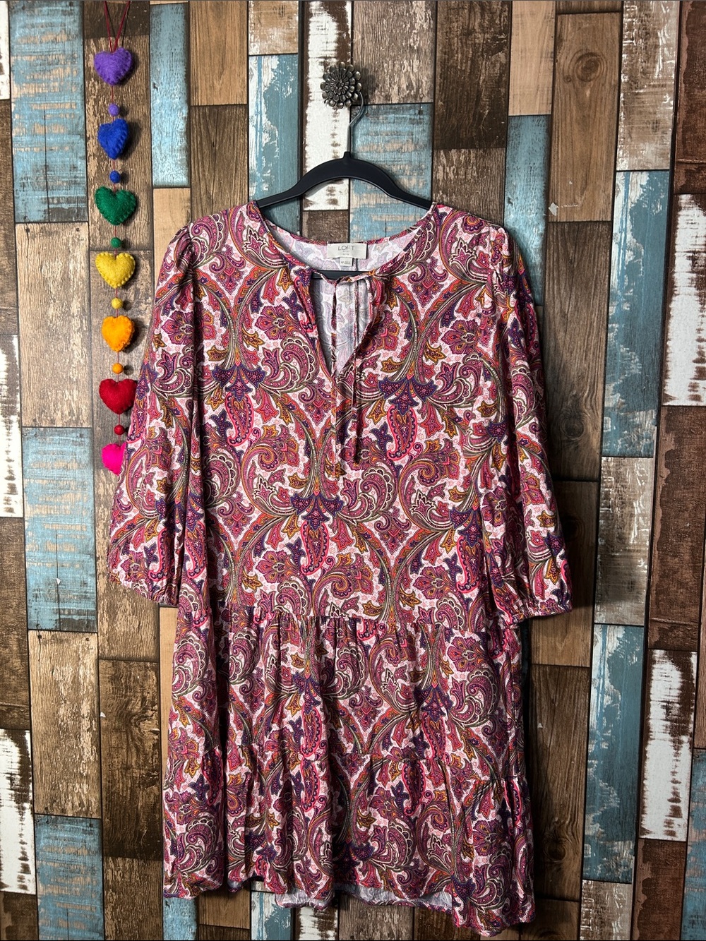 LOFT Paisley Tunic Blouse in Pink, Magenta and Orange